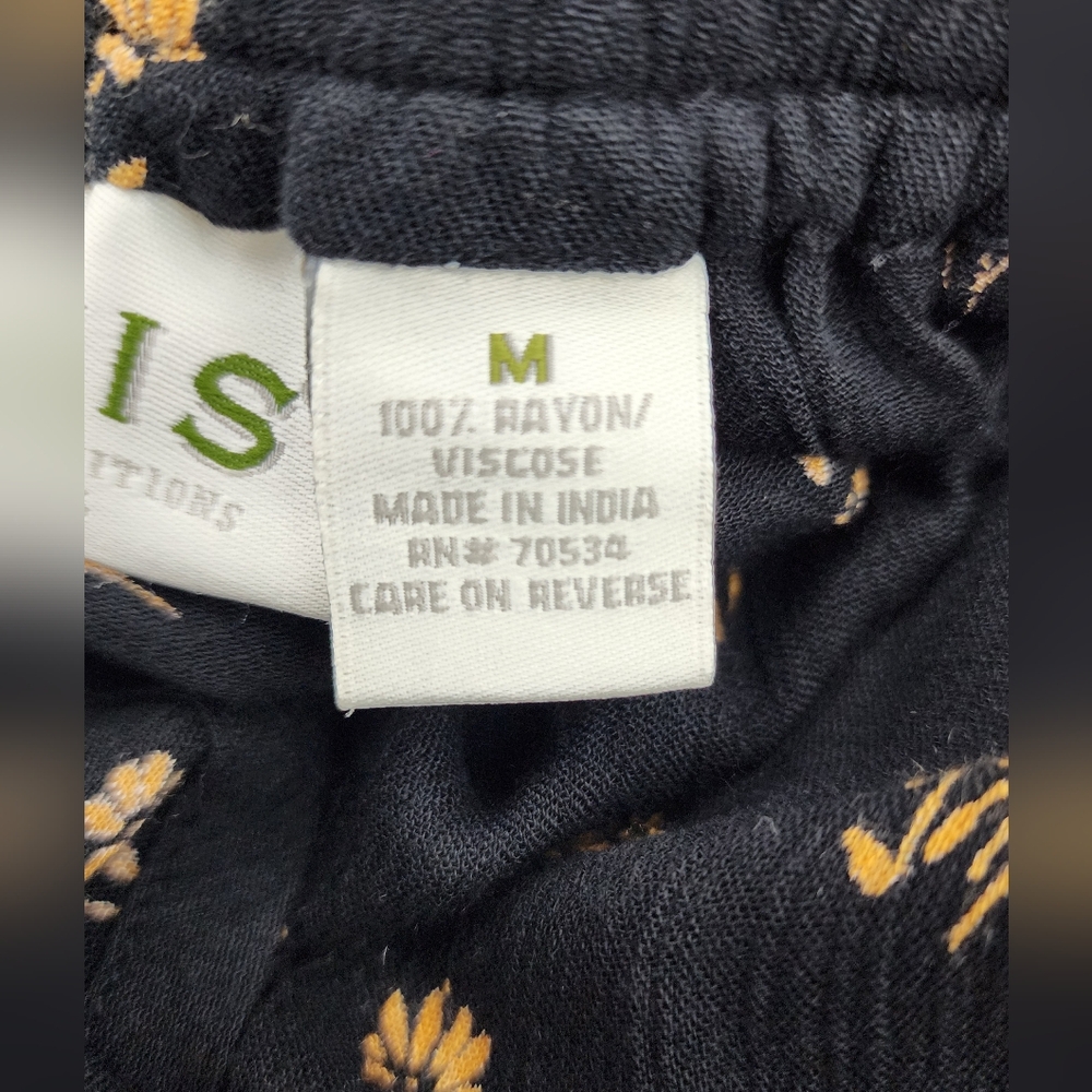 Orvis Black Floral Maxi Skirt Women's Size Medium Lightweight Flowy - Picture 6 of 7